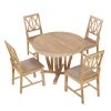 TOPMAX Rustic 5-Piece Extendable Dining Table Set Round Trestle Table and 4 Cross Back Dining Chairs for Kitchen, Dining Room, Natural