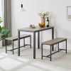 Dining Table Set, Bar Table with 2 Dining Benches, Kitchen Table Counter with Chairs, Industrial for Kitchen Breakfast Table, Living Room, Party Room,