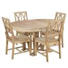 TOPMAX Rustic 5-Piece Extendable Dining Table Set Round Trestle Table and 4 Cross Back Dining Chairs for Kitchen, Dining Room, Natural