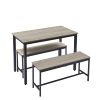 Dining Table Set, Bar Table with 2 Dining Benches, Kitchen Table Counter with Chairs, Industrial for Kitchen Breakfast Table, Living Room, Party Room,