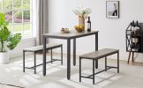 Dining Table Set, Bar Table with 2 Dining Benches, Kitchen Table Counter with Chairs, Industrial for Kitchen Breakfast Table, Living Room, Party Room,