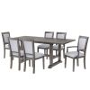 TOPMAX 7-Piece Updated 76.9inch Extendable Trestle Dining Table Set with Removable Leaf, Kitchen Table Set with Upholstered Side Chair and Arm Chair,