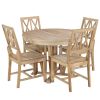TOPMAX Rustic 5-Piece Extendable Dining Table Set Round Trestle Table and 4 Cross Back Dining Chairs for Kitchen, Dining Room, Natural
