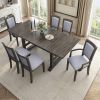 TOPMAX 7-Piece Updated 76.9inch Extendable Trestle Dining Table Set with Removable Leaf, Kitchen Table Set with Upholstered Side Chair and Arm Chair,