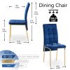 5-Piece Functional Retractable Ceramic Table Dining Table Dining Set Including Blue Velvet High Back Golden Color Legs for Living Room,Dining Room,Kit
