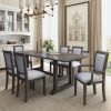 TOPMAX 7-Piece Updated 76.9inch Extendable Trestle Dining Table Set with Removable Leaf, Kitchen Table Set with Upholstered Side Chair and Arm Chair,