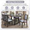 TOPMAX 7-Piece Updated 76.9inch Extendable Trestle Dining Table Set with Removable Leaf, Kitchen Table Set with Upholstered Side Chair and Arm Chair,