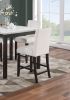 Modern 5pc Counter Height Dining Set Kitchen Dinette Faux Marble Top Table and 4x High Chairs White Faux Leather Cushions Seats Dining Room