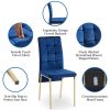 5-Piece Functional Retractable Ceramic Table Dining Table Dining Set Including Blue Velvet High Back Golden Color Legs for Living Room,Dining Room,Kit