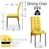 5-Pieces Slate Dining Table Dining Set Including Yellow Velvet High Back Black Color Legs for Living Room,Dining Room,Kitchen
